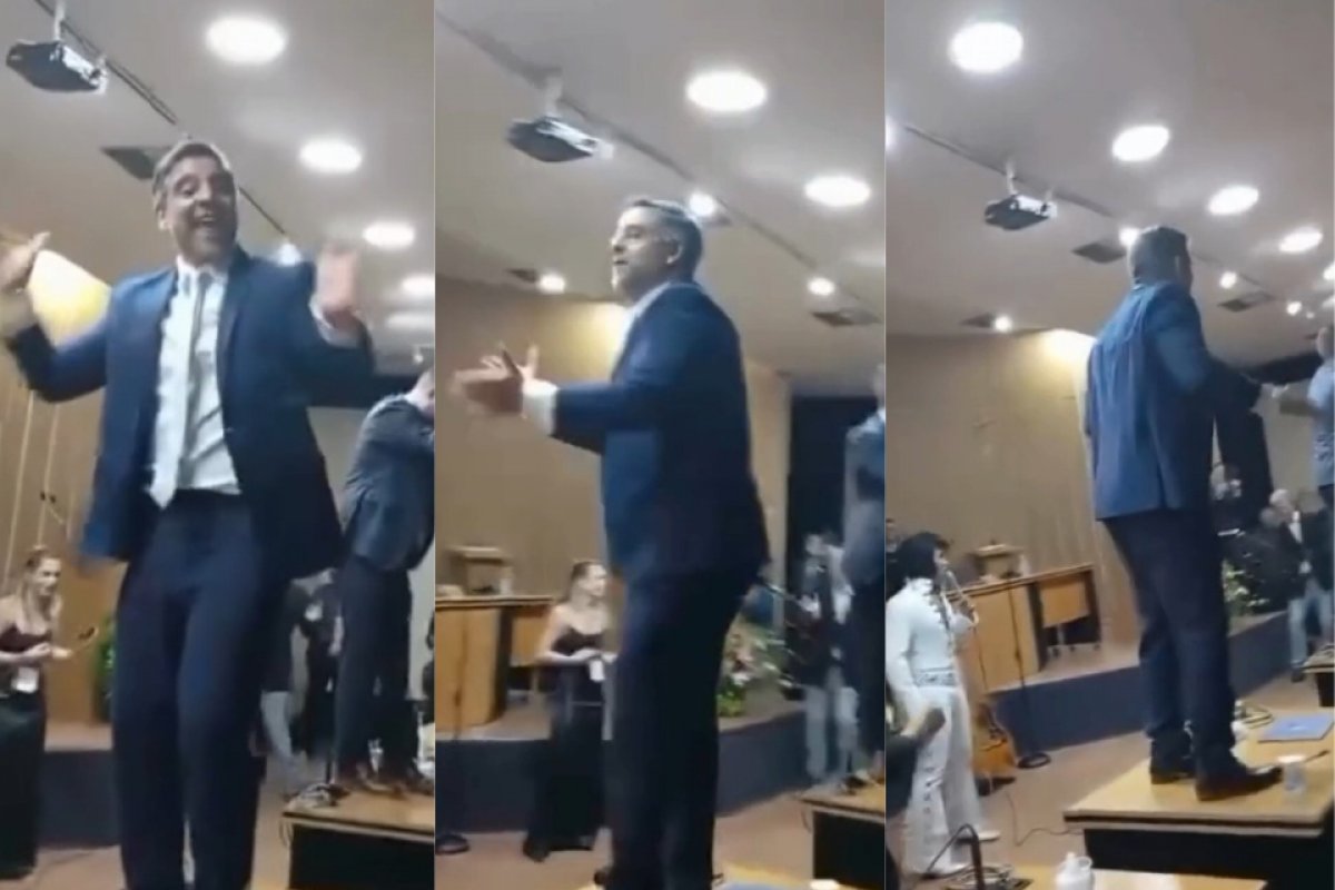 Ao som de Elvis, vereadores de São Caetano dançam em cima de mesas no plenário