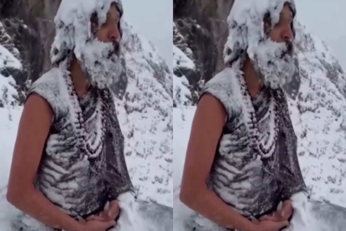 Vídeo: líder espiritual medita no Himalaia em meio a nevasca intensa