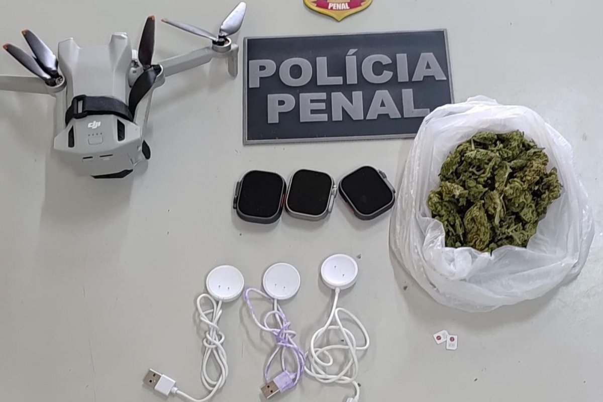 Drone com smartwatches, chips e drogas é apreendido enquanto realizava entrega no Complexo Penitenciário da Mata Escura