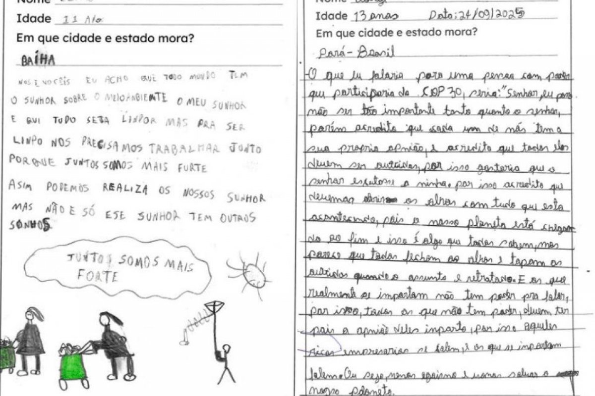 Cartas de 1.300 crianças são entregues a diplomatas em pré-COP30 em Brasília
