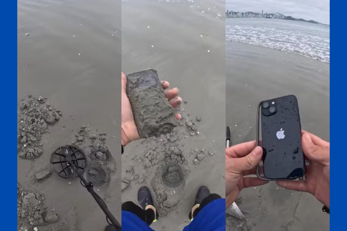 Vídeo: mulher recupera celular soterrado em praia no RJ com auxílio de caçador de tesouros: 'já tinha desistido'