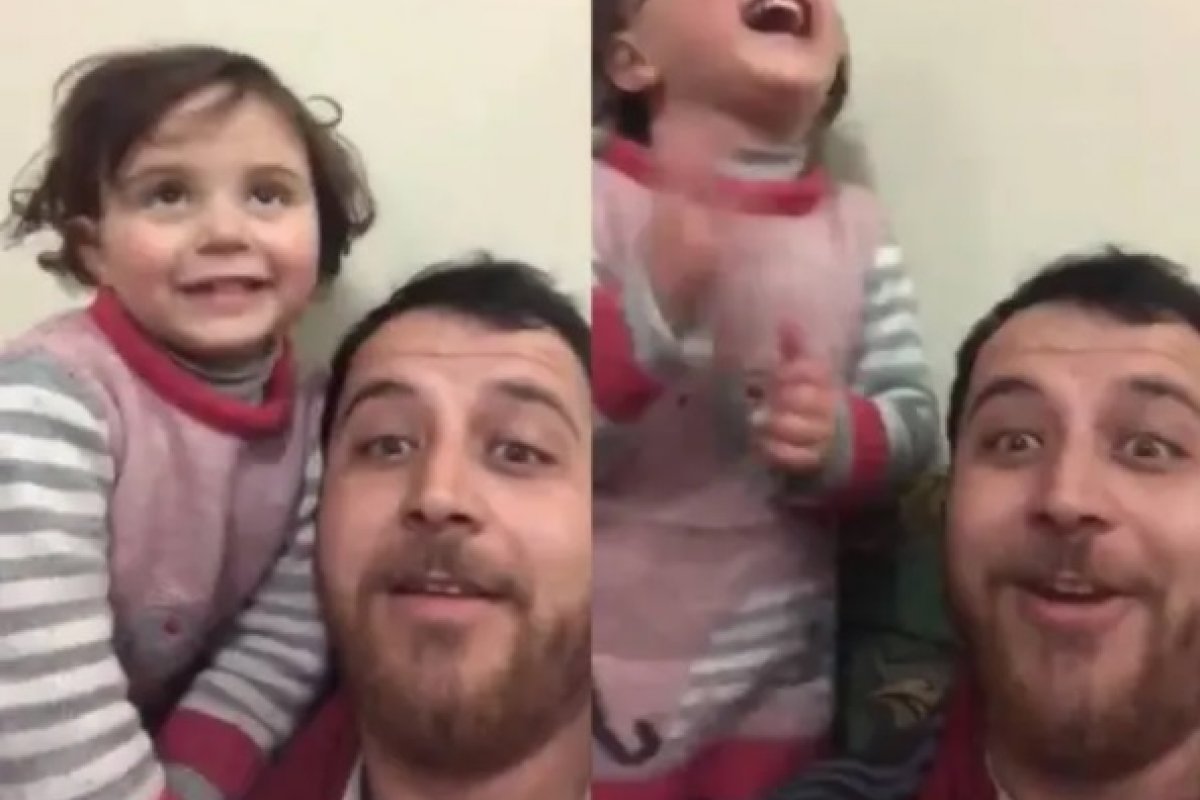 Pai e filha que brincavam durante bombardeios deixam a Síria