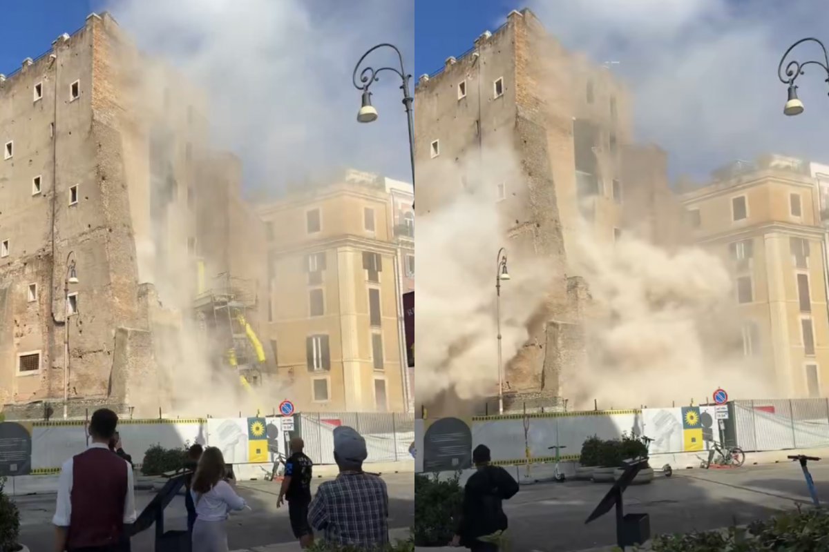 Vídeo: Torre medieval desaba em Roma, na Itália; bombeiro é hospitalizado em estado grave