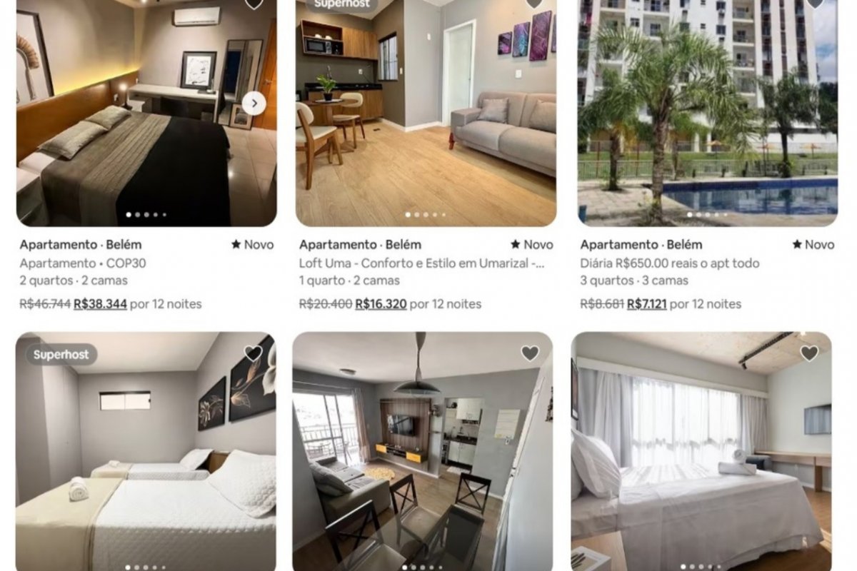 Às vésperas da COP 30, preços de hospedagem caem quase 50% em Belém, aponta Airbnb 