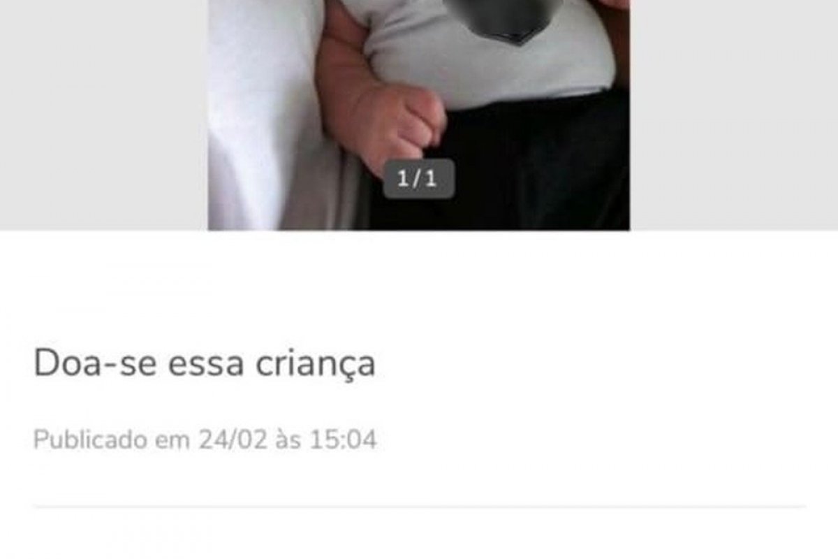 Anúncio de doação de criança em app de venda era 'fake' 