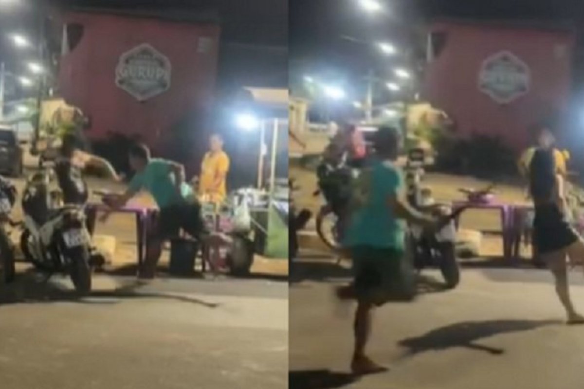 Homem armado com facão persegue mulher durante briga; veja o vídeo