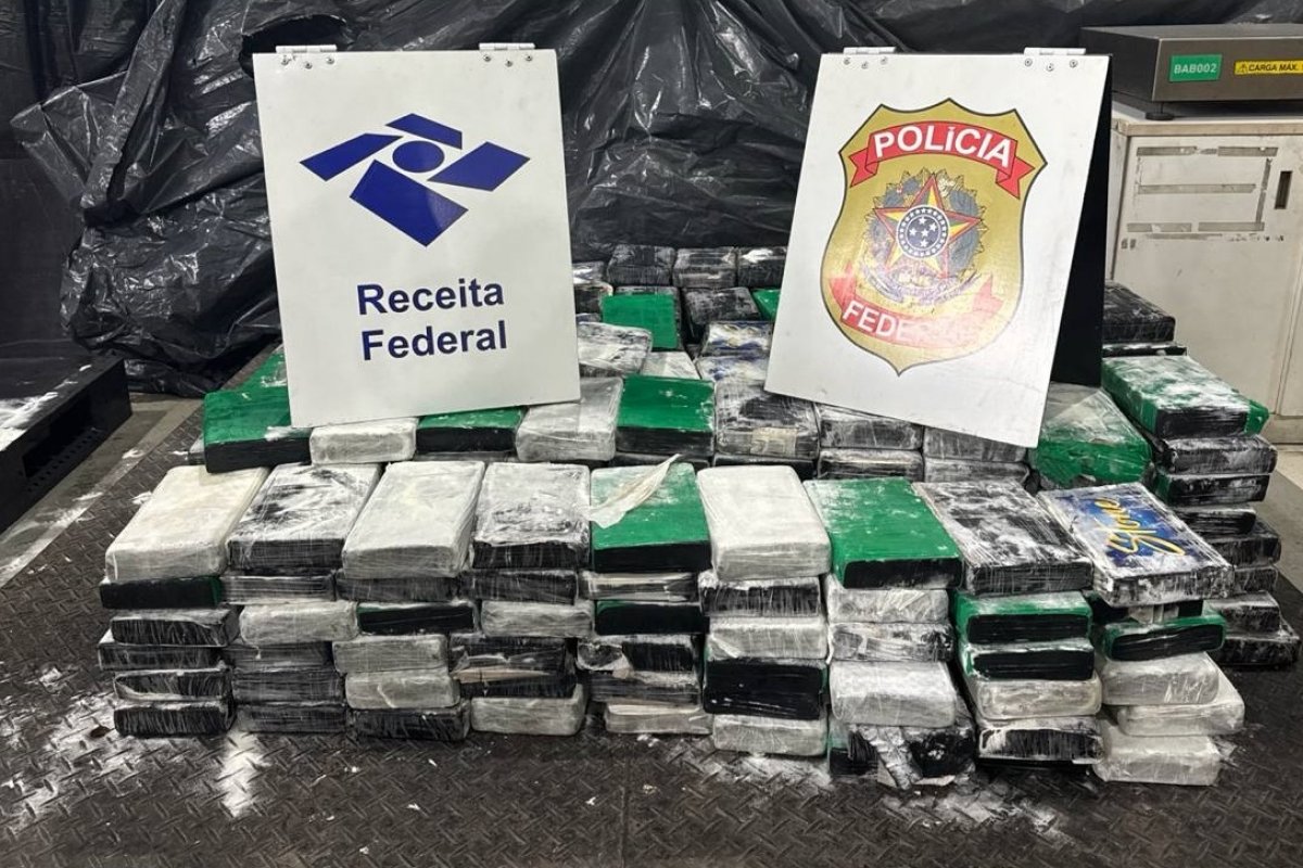 Receita Federal apreende 405 kg de cocaína em carga de colágeno no porto de Santos