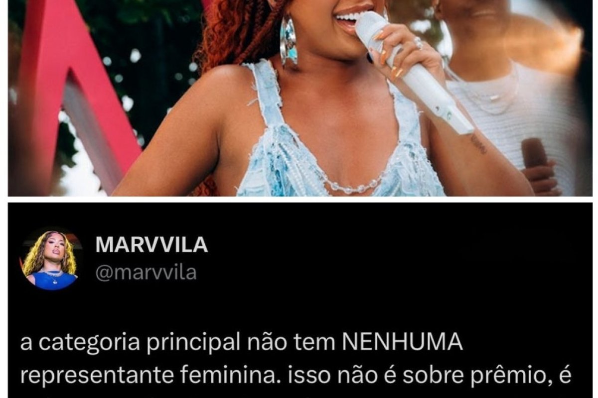Marvvila critica ausência de mulheres do pagode entre indicados ao Prêmio Multishow 2025
