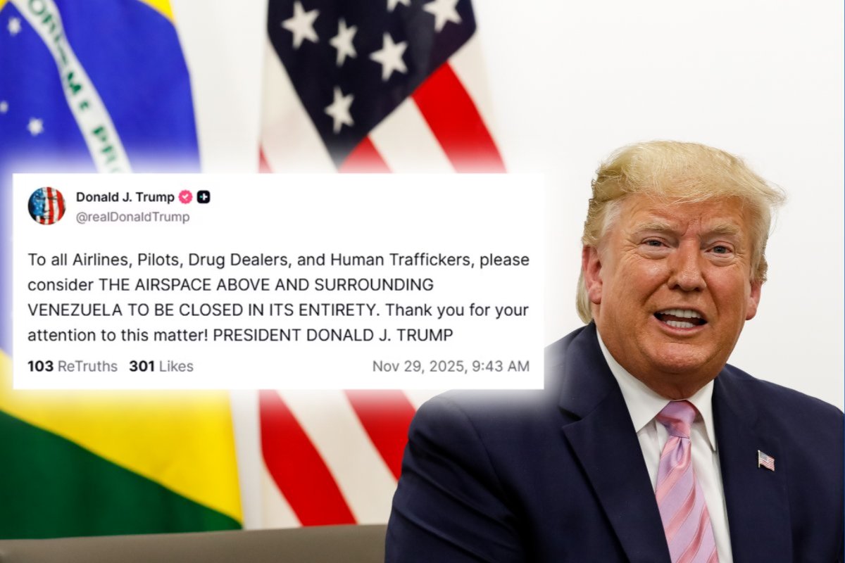 Trump diz para companhias considerarem espaço aéreo da Venezuela fechado
