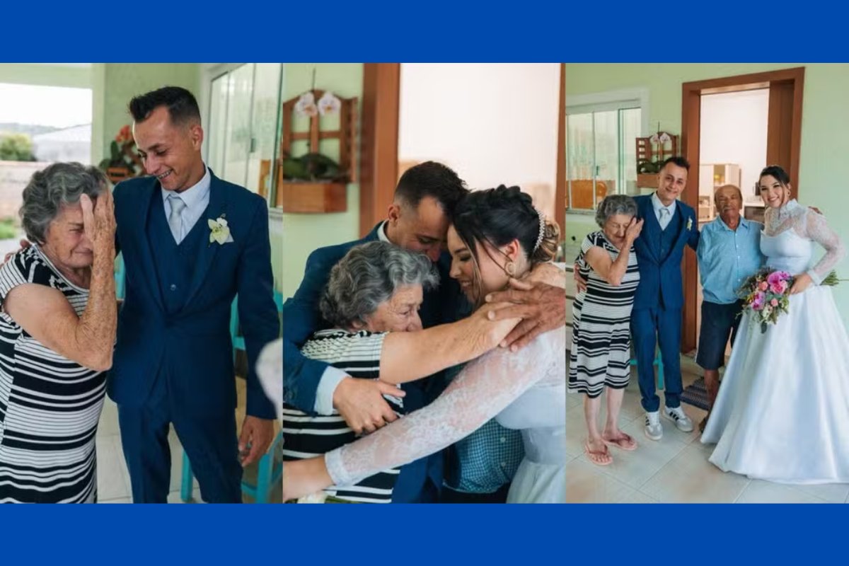 Antes de cerimônia de casamento, noivos emocionam web ao visitar avós que não poderiam ir à cerimônia