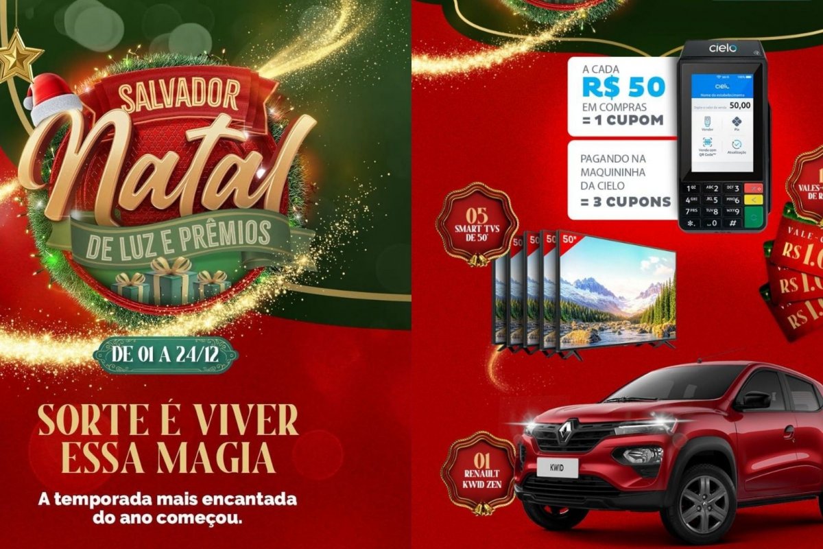 CDL anuncia sorteio de prêmios para quem realizar compras a partir de R$ 50 no comércio de Salvador e RMS; veja como participar.