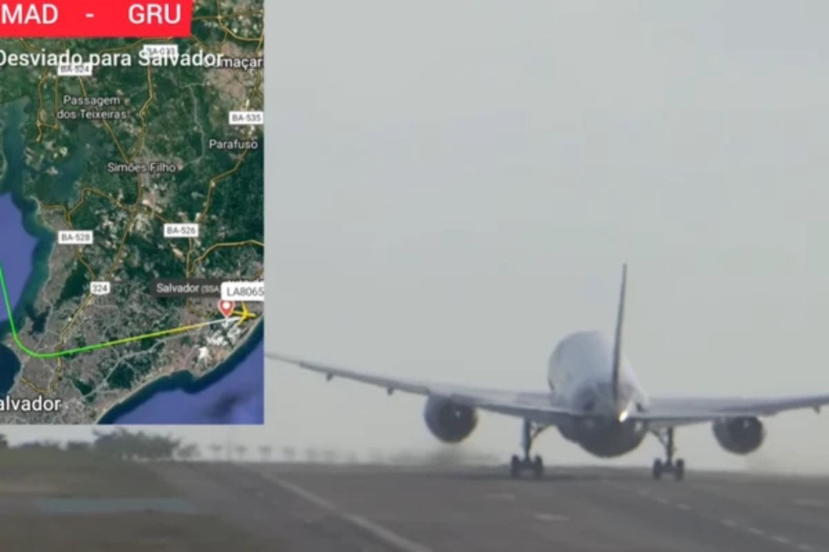 Vídeo: Avião desvia da rota e pousa em Salvador após passageiro passar mal