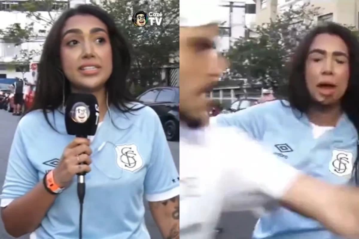 Vídeo: repórter da Cazé TV é agredida ao vivo por torcedor, após jogo do Santos