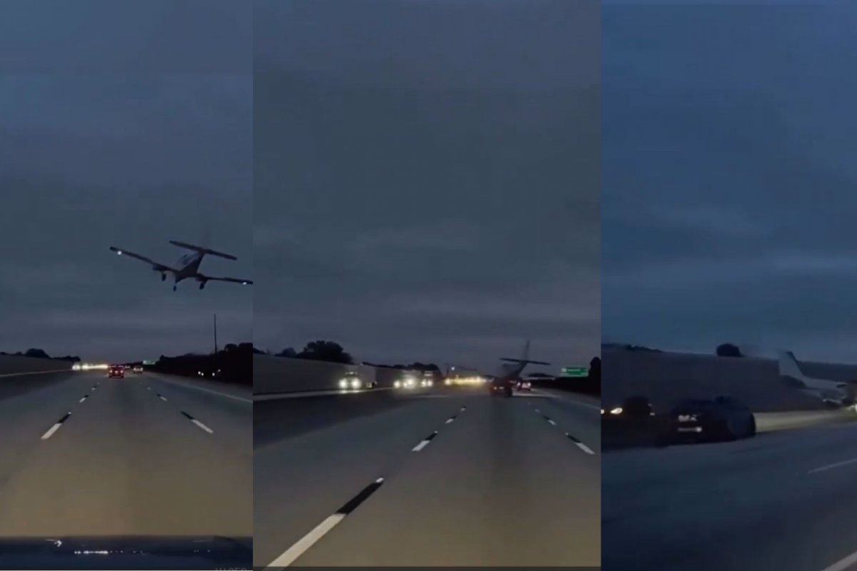 Vídeo: Avião atinge carro ao fazer pouso de emergência em uma rodovia dos EUA