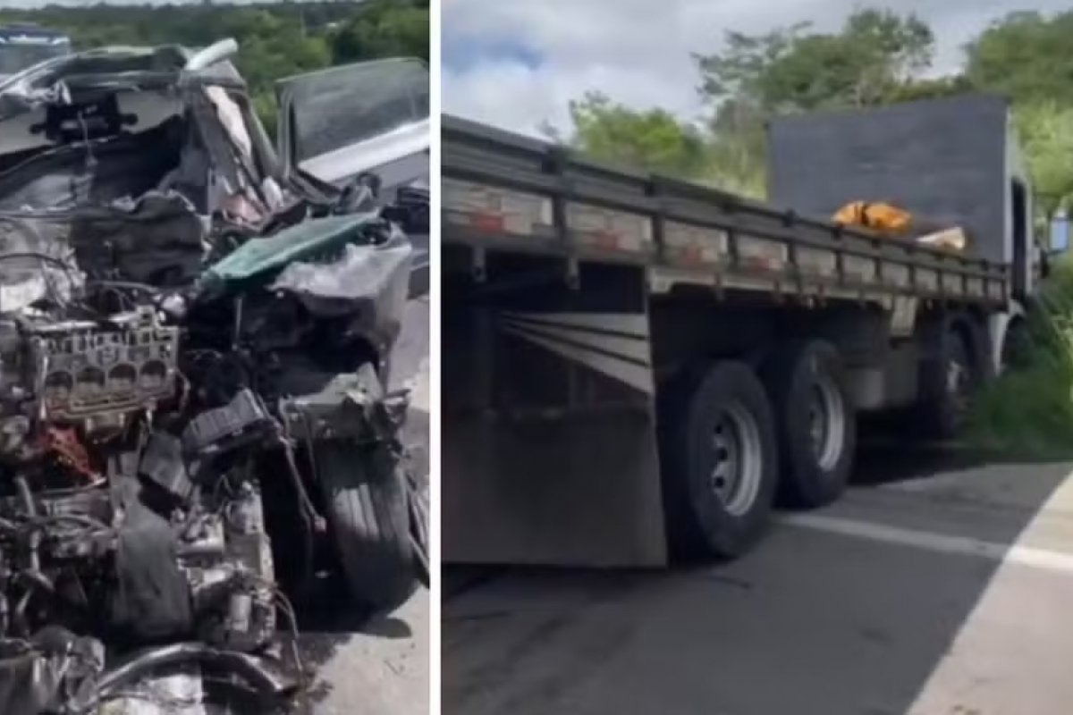 Batida entre carro e caminhão deixa dois mortos e três feridos na Bahia