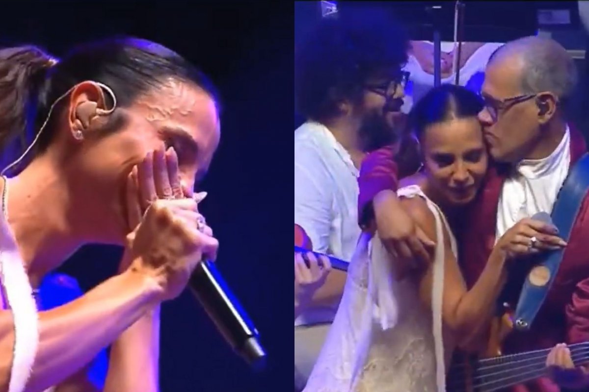 Vídeo: Ivete Sangalo se emociona durante show beneficente e é consolada por músico