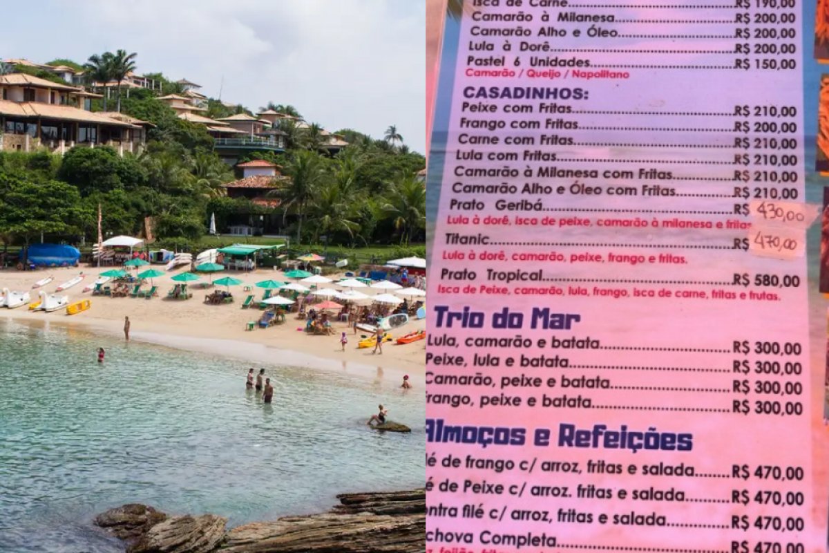 'PF' a R$ 470 em barraca de praia em Búzios viraliza e gera reação nas redes
