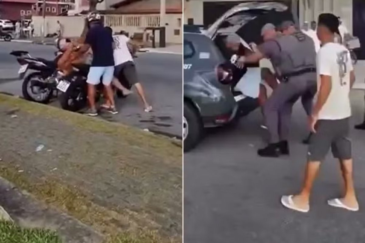 Vídeo: Mulher desmaia após ser espancada pelo marido na orla de Peruíbe