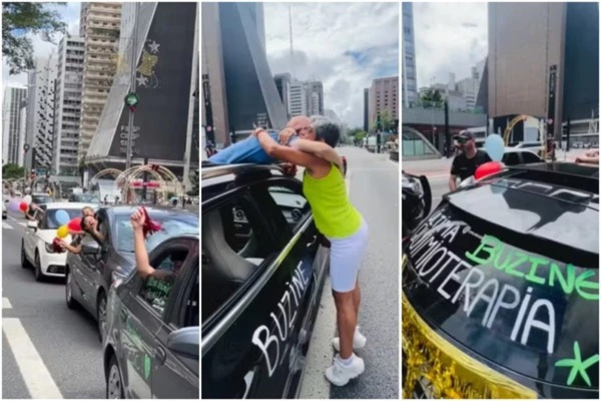 Vídeo: Baiano encerra tratamento de quimioterapia e comemora com buzinaço