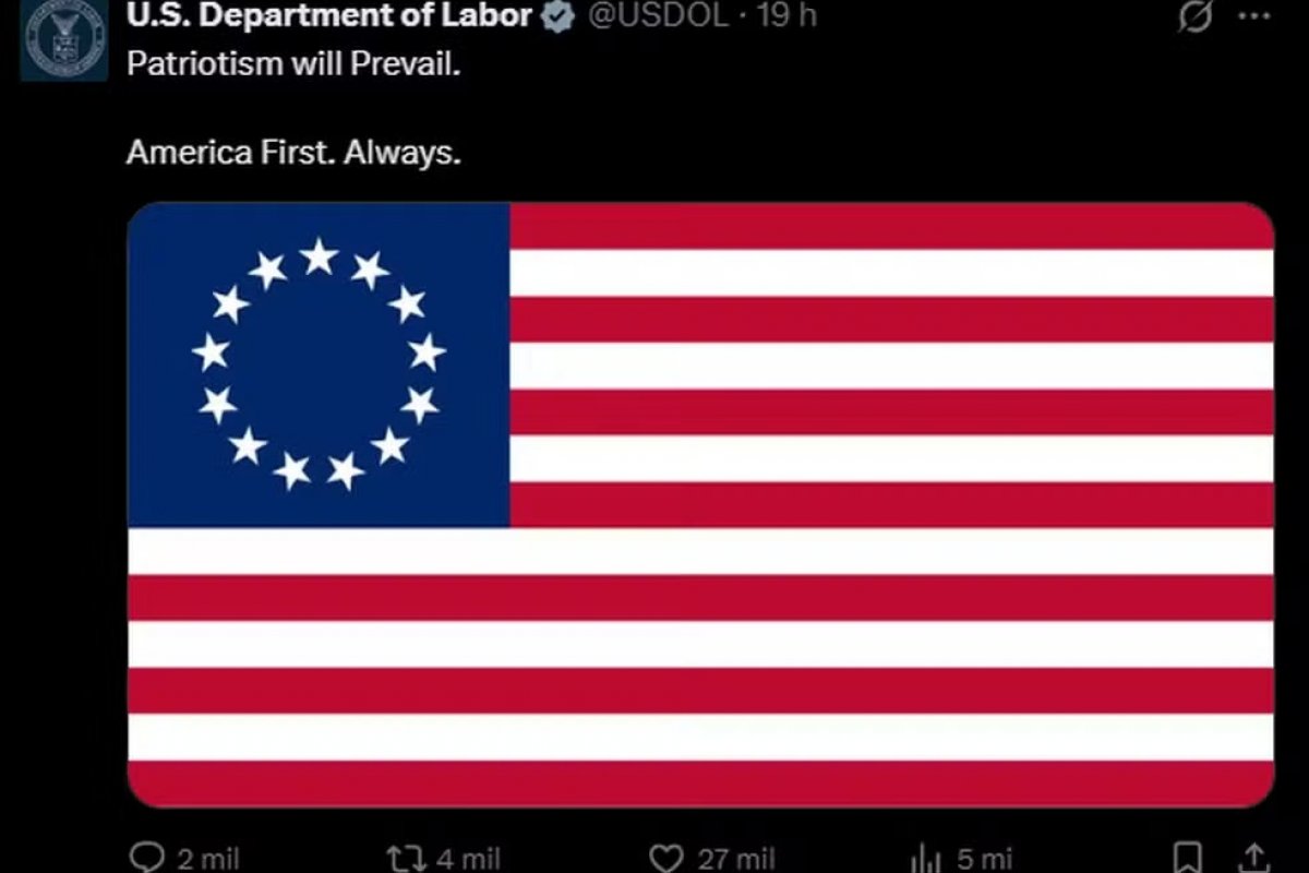 Órgão do governo dos EUA publica bandeira associada ao nacionalismo em meio a críticas da Europa