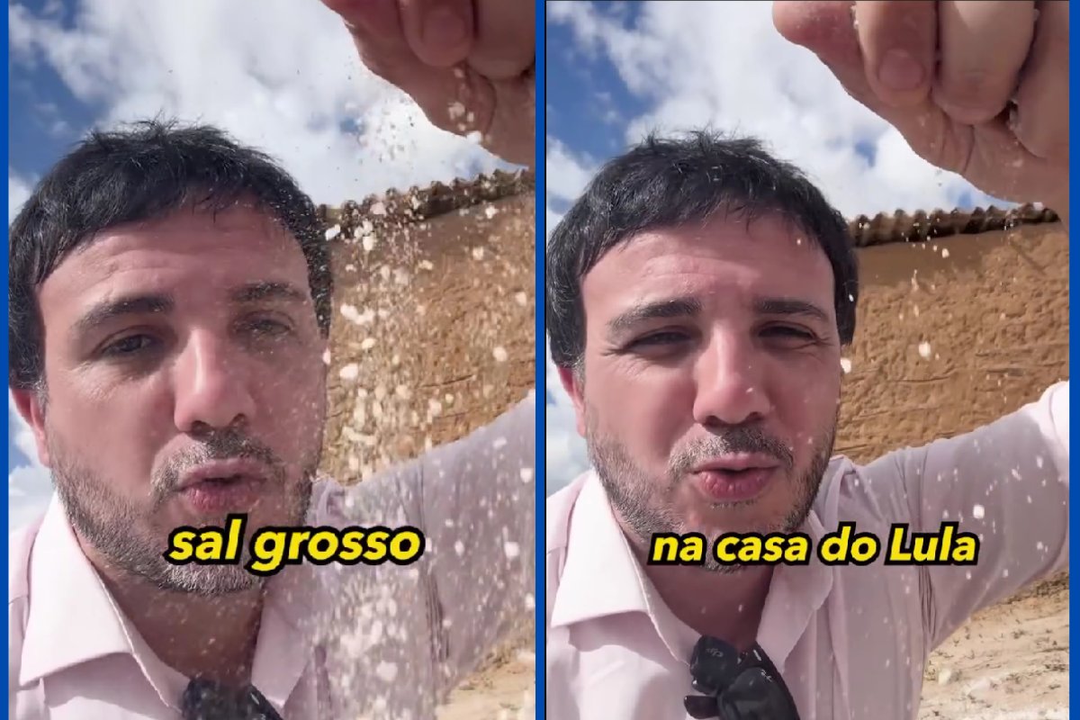 VÍDEO: 'Que nunca mais outro Lula possa nascer no Brasil', diz pré-candidato à presidência ao arremessar sal grosso em réplica da casa onde Lula viveu