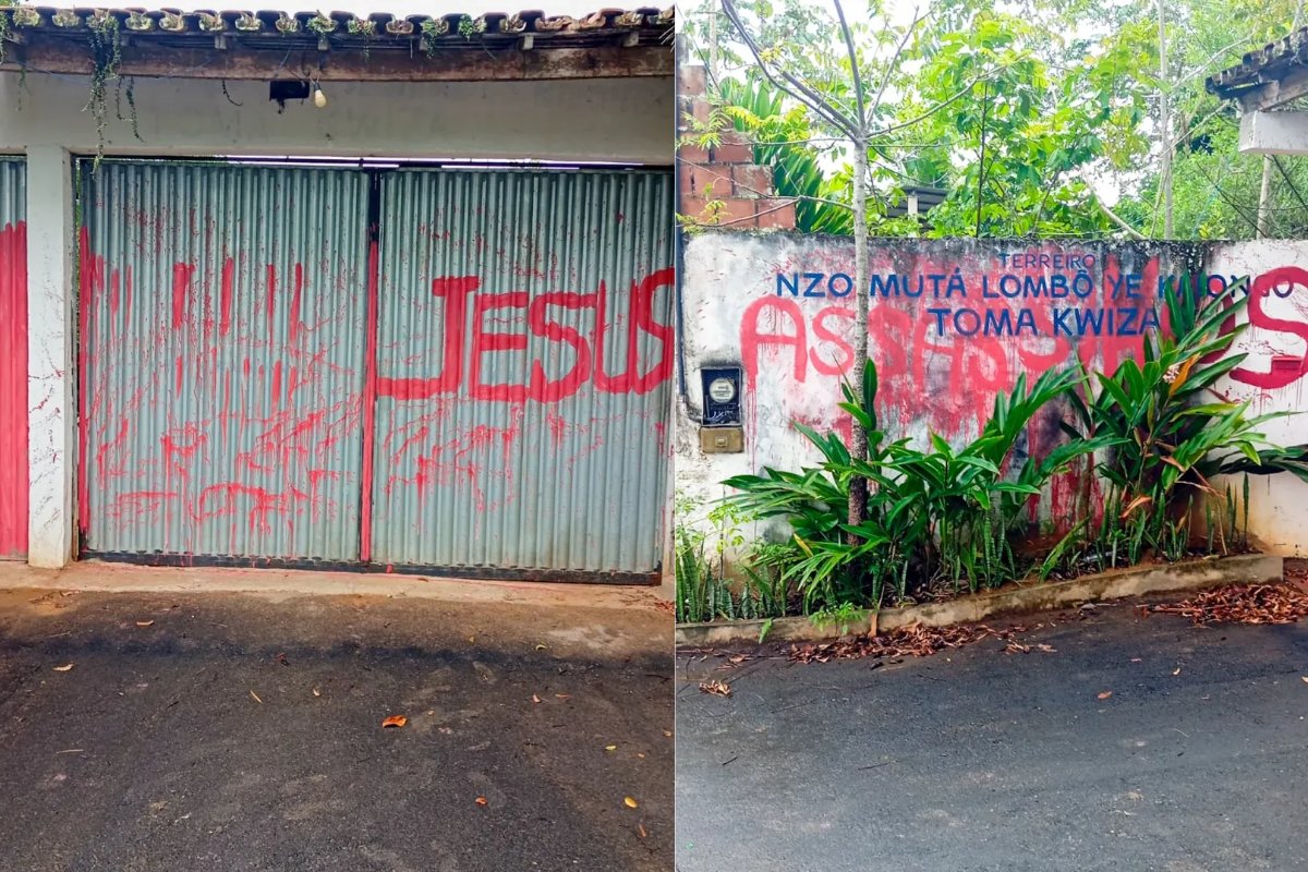 Terreiro de Candomblé é vandalizado com pichações de ofensas em Salvador
