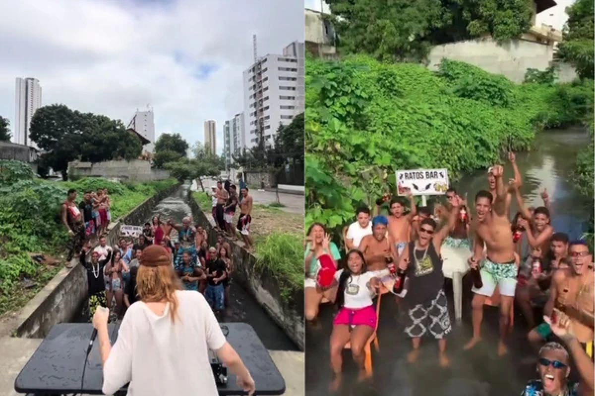 Vídeo: Nomeado 'Bar dos Ratos', canal de esgoto vira ponto de encontro para festas em Recife