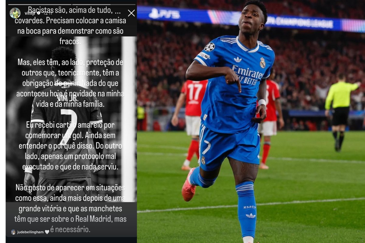 Vini Jr denuncia racismo na Champions e critica protocolo: “Racistas são, acima de tudo, covardes”
