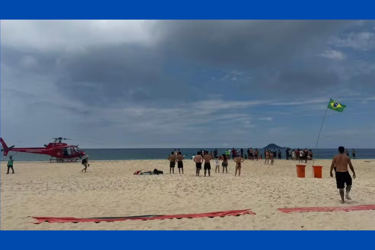Vídeo: uma pessoa morre e outra fica ferida após asa-delta cair em praia do Rio de Janeiro