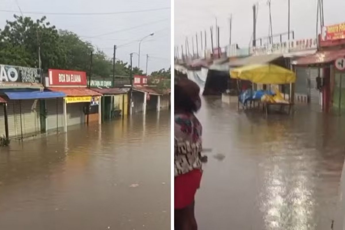 Chuvas fortes alagam ruas de Xique-Xique; cidade é uma das 95 em alerta vermelho