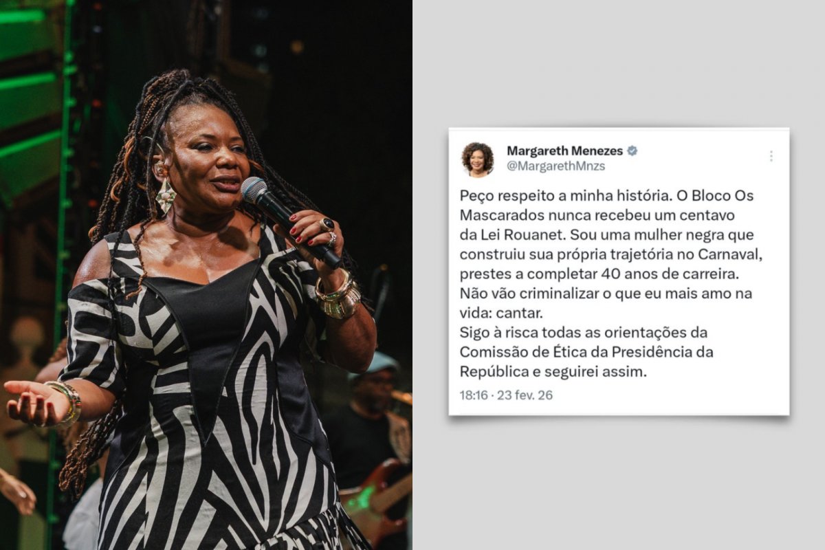 Margareth Menezes nega que Bloco Os Mascarados tenha recebido dinheiro da Lei Rouanet: "Não vão criminalizar o que eu mais amo na vida"