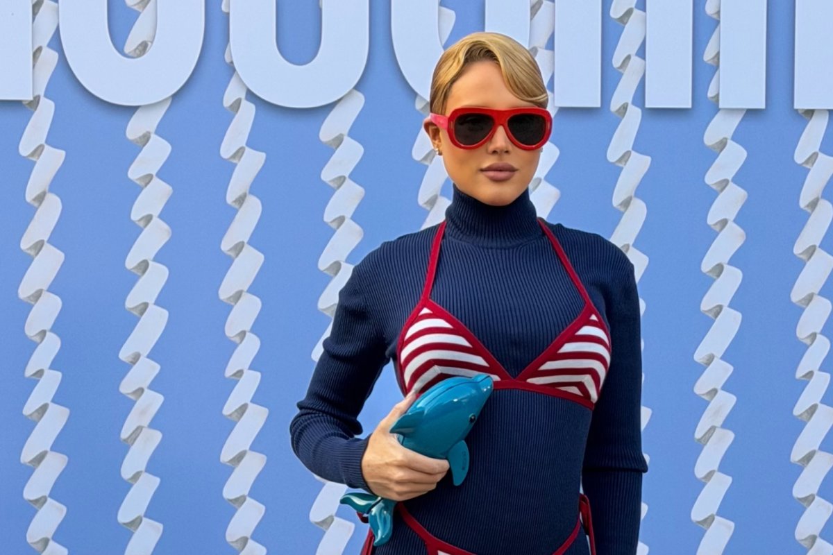 À espera de Maria Olímpia, Malu Borges leva o Brasil ao desfile da Moschino em Milão!