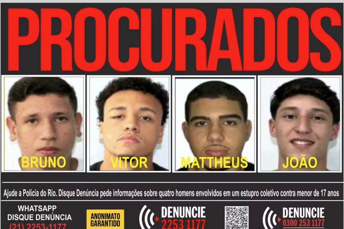 Justiça nega habeas corpus a 3 dos 4 foragidos por estupro coletivo no Rio de Janeiro