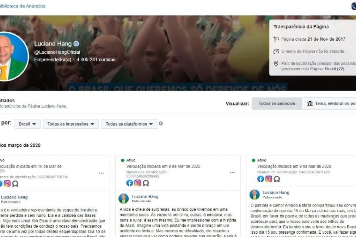Apoiadores de Bolsonaro pagam anúncios sobre manifestação com ataques a Congresso e STF