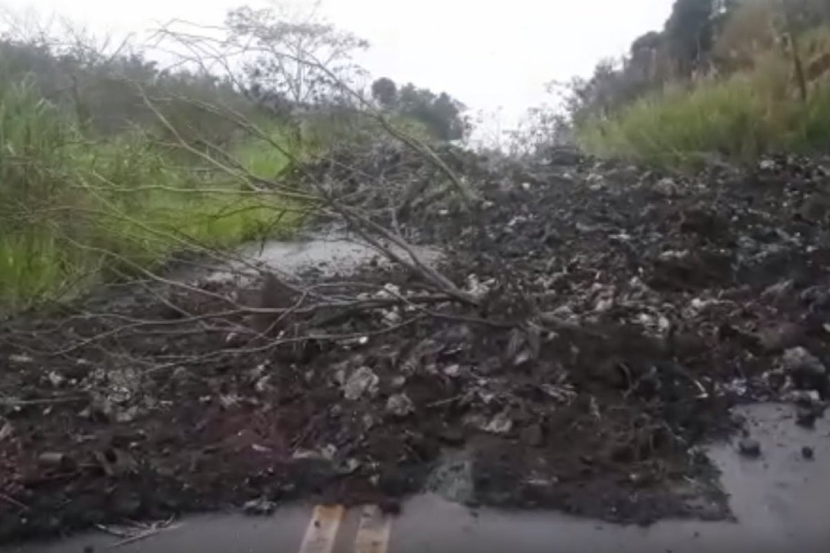 Deslizamento de terra interdita trecho da BA-120 que liga cidades da região sul da Bahia