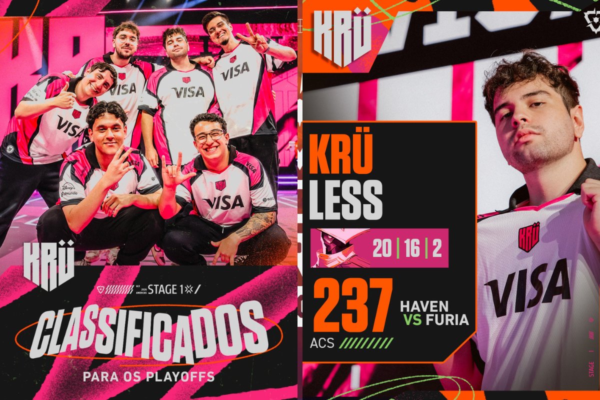 Valorant Champions Tuor: com vitória por 2 a 0, KRU retira invencibilidade da FURIA e se classifica para fase eliminatória da competição