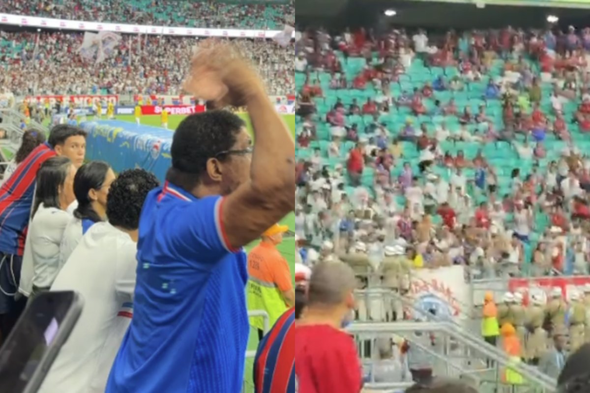 "Rogério Ceni vai se f*der": Protesto de torcida do Bahia leva a reforço policial na Arena Fonte Nova