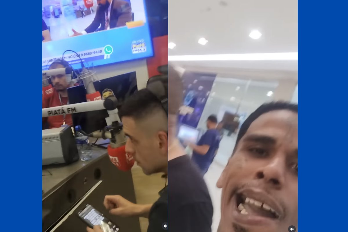 Vídeo: homem tenta invadir estúdio de rádio em shopping de Salvador e ameaça Marcelo Castro