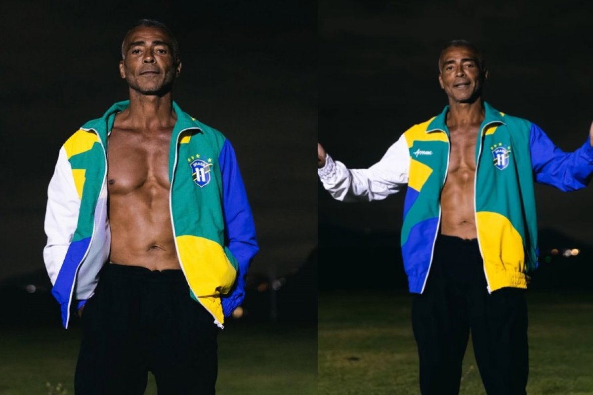 Romário surge com abdômen trincado para a campanha de uma marca de roupas! 