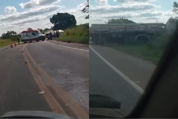 [Vídeo: homem morre em batida entre uma caminhonete e uma carreta na BR-367 na Bahia ]
