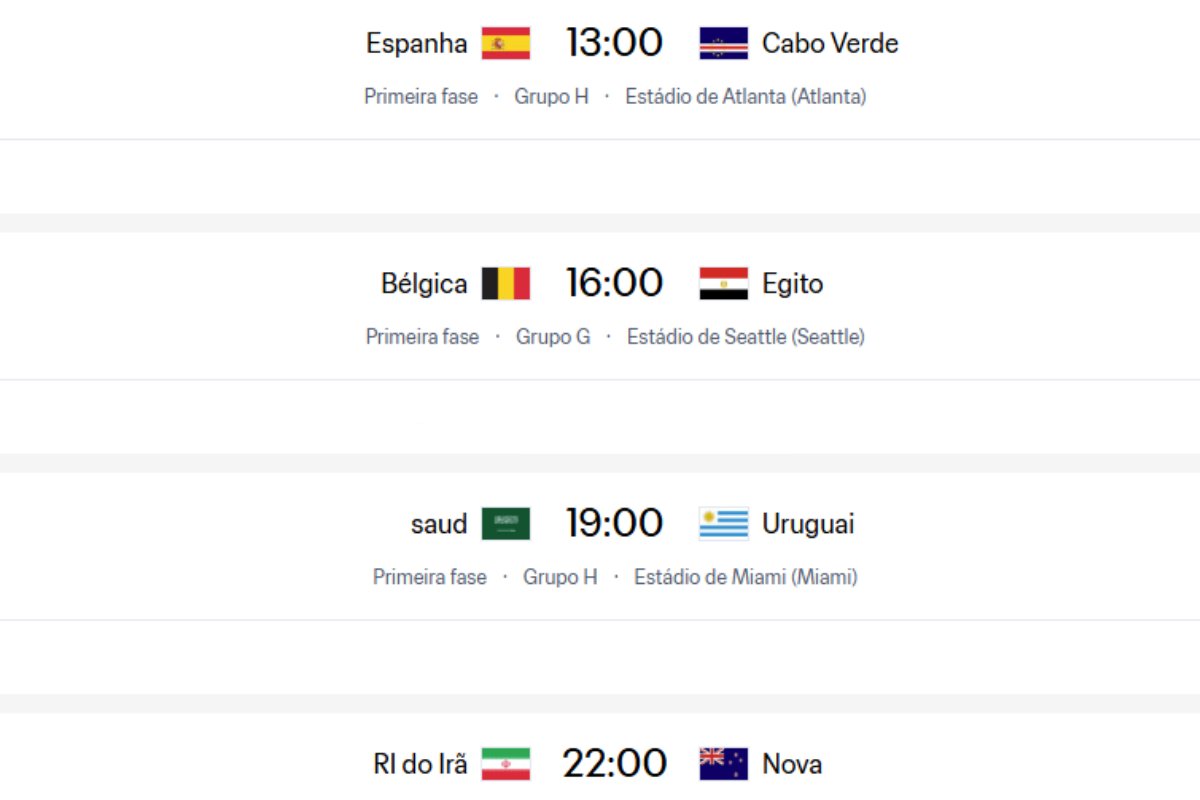Grupos G e H entram em ação na Copa; veja os jogos desta segunda Grupos G e H entram em ação na Copa; veja os jogos desta segunda