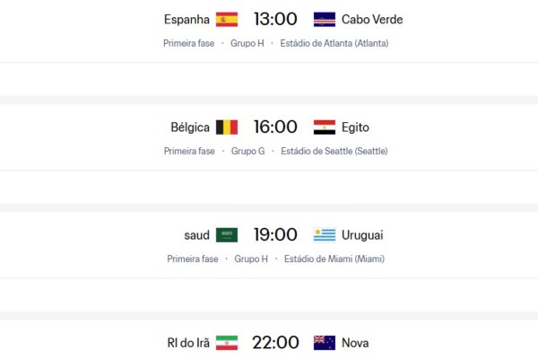[Grupos G e H entram em ação na Copa; veja os jogos desta segunda]