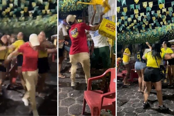 [Vídeo: transmissão do jogo do Brasil termina em briga generalizada em clube na Bahia ]