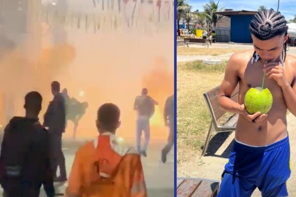 [Homem tem rosto atingido por rojão durante guerra de espada em Nova Brasília]
