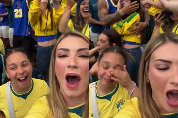 [Vídeo: Filha de Casemiro chora após gol do pai na vitória do Brasil]