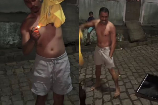 [Vídeo: Torcedor do Brasil quebra TV e tenta incendiar camisa da Seleção após derrota para Noruega ]