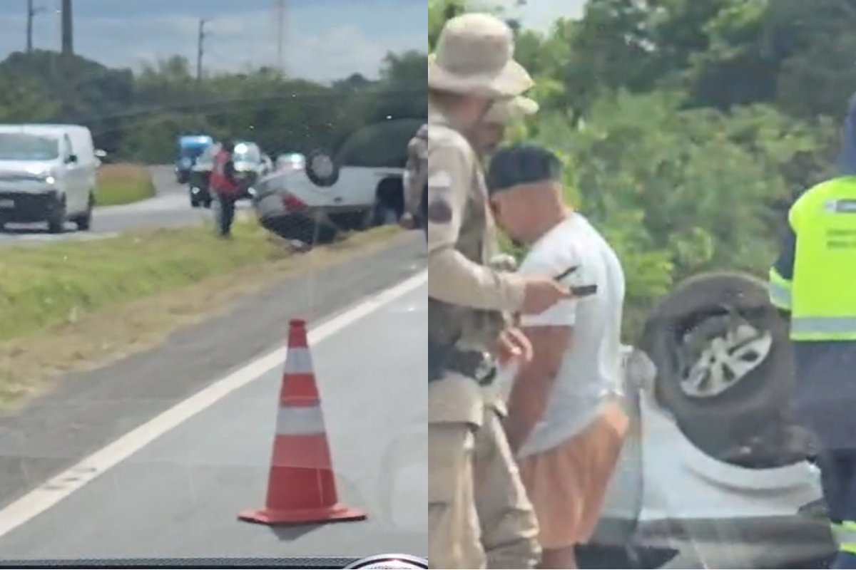  Vídeo: Carro capota na Estrada do Coco 