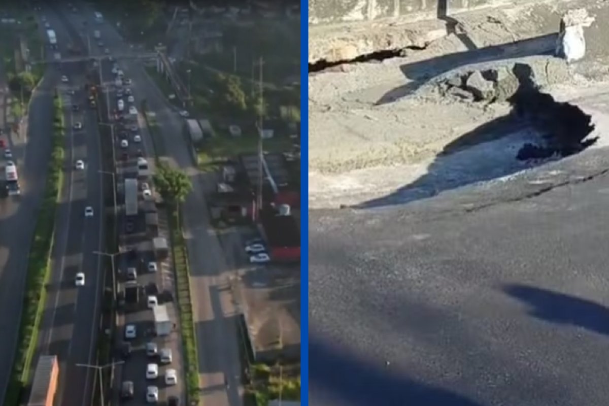 BR-324 tem novo afundamento de pista, que provoca longo congestionamento