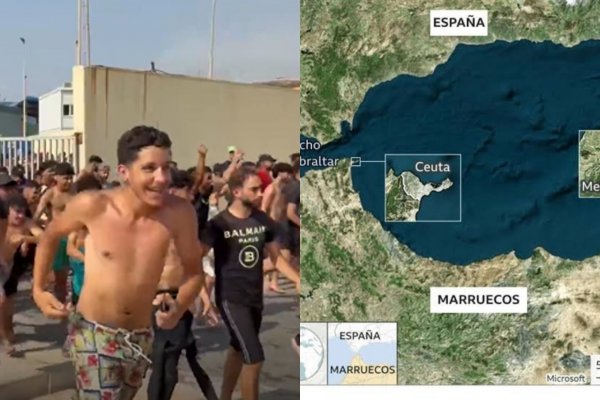 [Vídeo: multidão de imigrantes marroquinos chega em Ceuta, no norte da África]