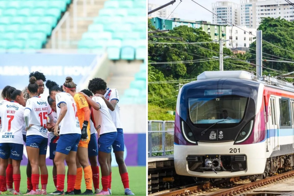 Metrô de Salvador fará esquema especial para jogo entre Bahia e Corinthians pelo Brasileirão feminino